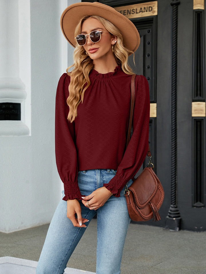 Round Neck Flounce Sleeve Blouse - Women’s Clothing & Accessories - Shirts & Tops - 10 - 2024