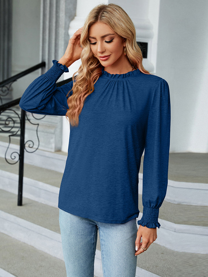 Round Neck Flounce Sleeve Blouse - Women’s Clothing & Accessories - Shirts & Tops - 10 - 2024