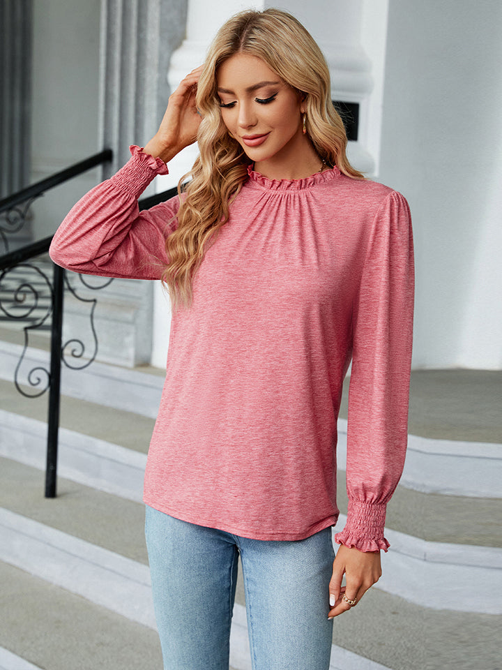 Round Neck Flounce Sleeve Blouse - Women’s Clothing & Accessories - Shirts & Tops - 3 - 2024