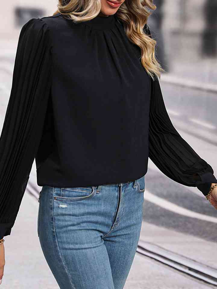 Round Neck Puff Sleeve Blouse - Women’s Clothing & Accessories - Shirts & Tops - 4 - 2024
