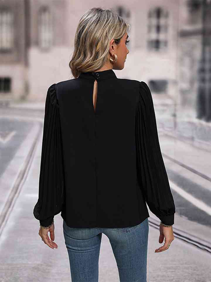 Round Neck Puff Sleeve Blouse - Women’s Clothing & Accessories - Shirts & Tops - 2 - 2024