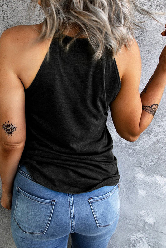 Round Neck RESTING WITCH FACE Graphic Tank Top - Women’s Clothing & Accessories - Shirts & Tops - 2 - 2024