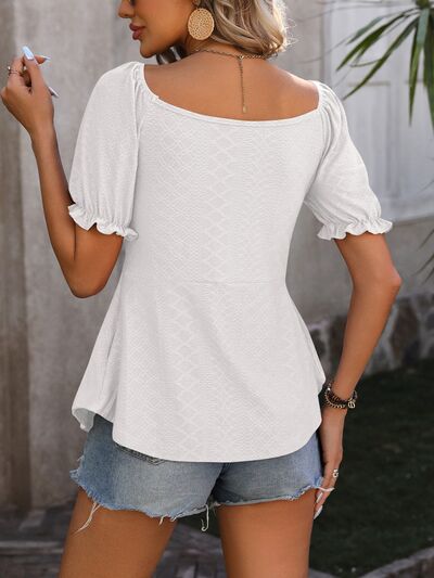 Ruched V-Neck Flounce Sleeve Blouse - Women’s Clothing & Accessories - Shirts & Tops - 24 - 2024