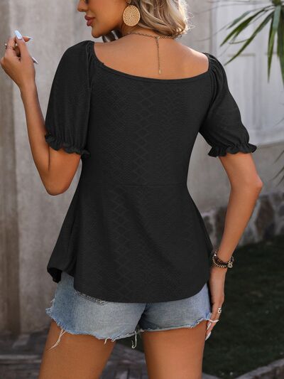 Ruched V-Neck Flounce Sleeve Blouse - Women’s Clothing & Accessories - Shirts & Tops - 8 - 2024