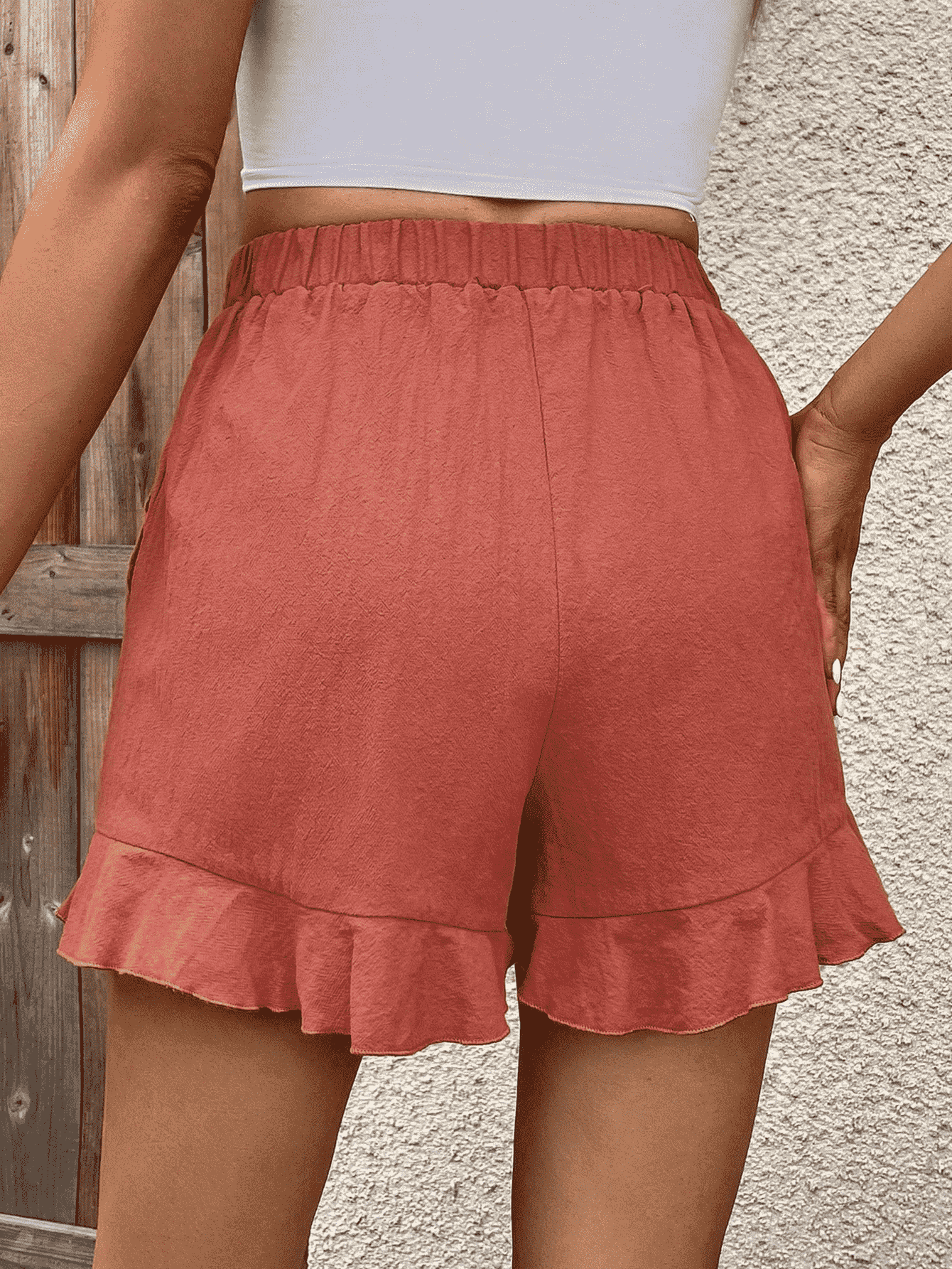 Ruffle Trim Shorts with Pocket - Women’s Clothing & Accessories - Shorts - 2 - 2024