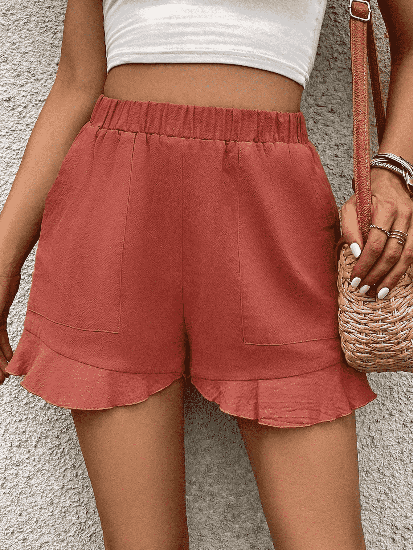 Ruffle Trim Shorts with Pocket - Women’s Clothing & Accessories - Shorts - 3 - 2024