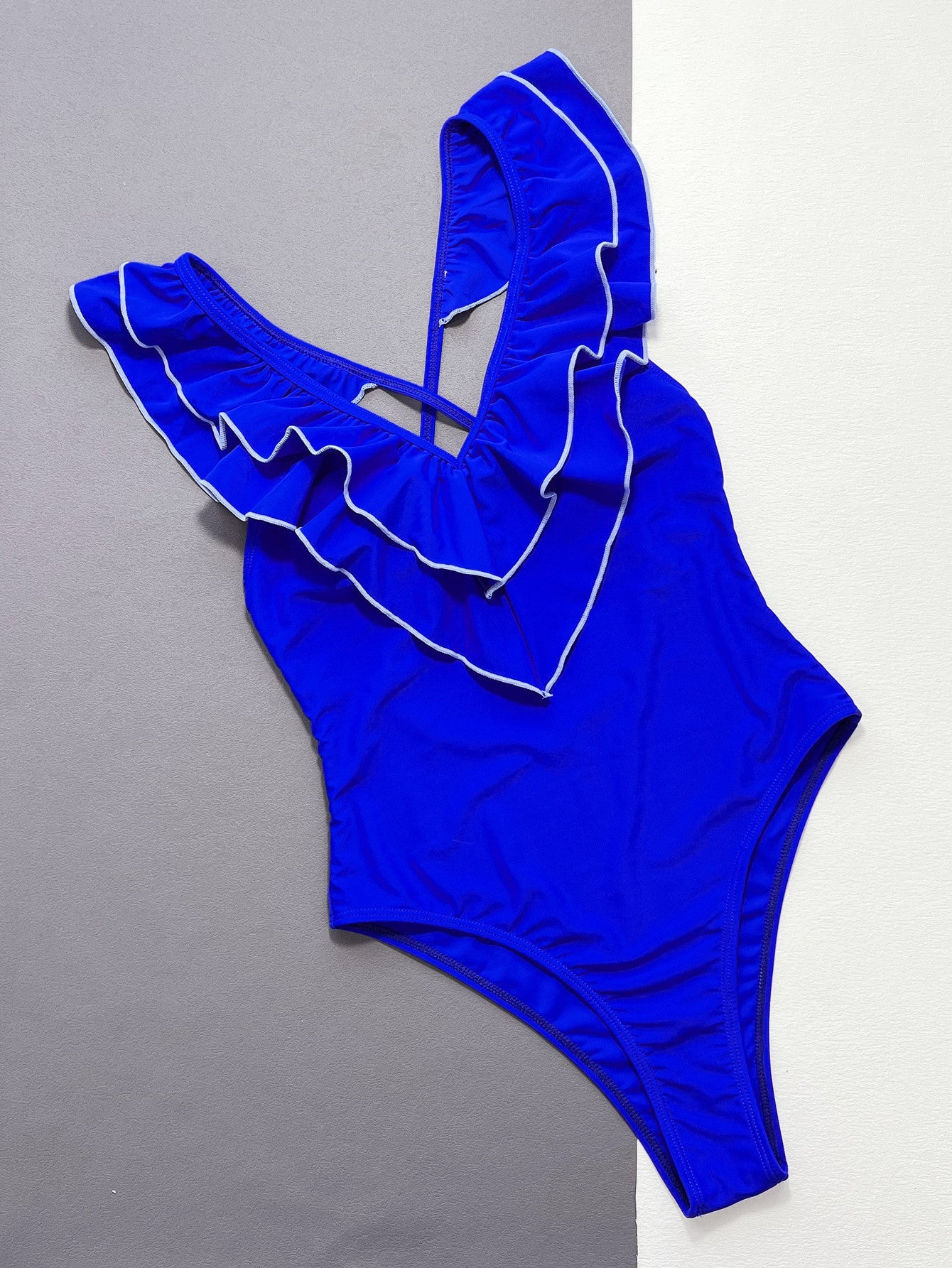 Ruffled Crisscross Backless One-Piece Swimsuit - Women’s Clothing & Accessories - Swimwear - 3 - 2024