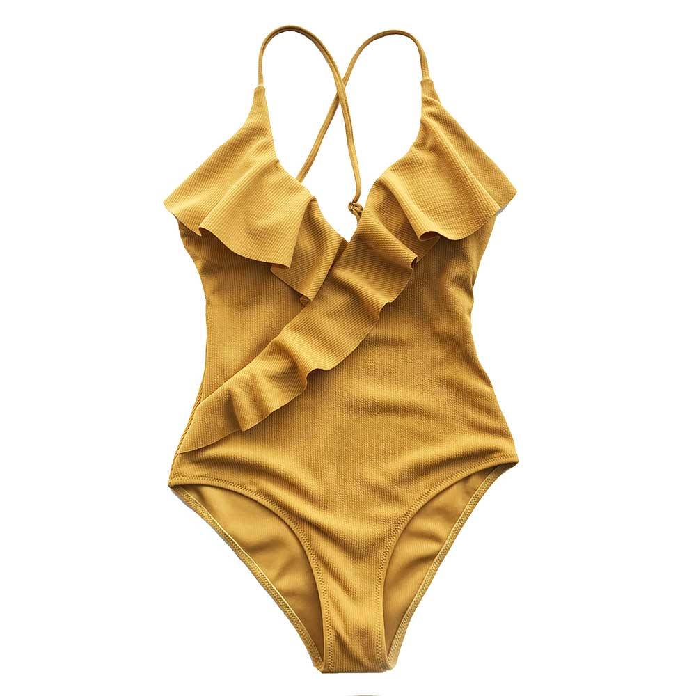 Ruffled One Piece Swimsuits - Yellow / L / China - Women’s Clothing & Accessories - Swimwear - 12 - 2024