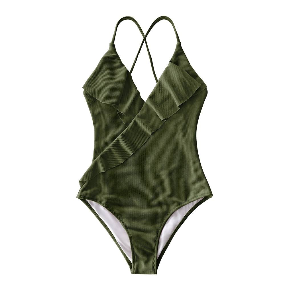 Ruffled One Piece Swimsuits - Green / L / China - Women’s Clothing & Accessories - Swimwear - 19 - 2024
