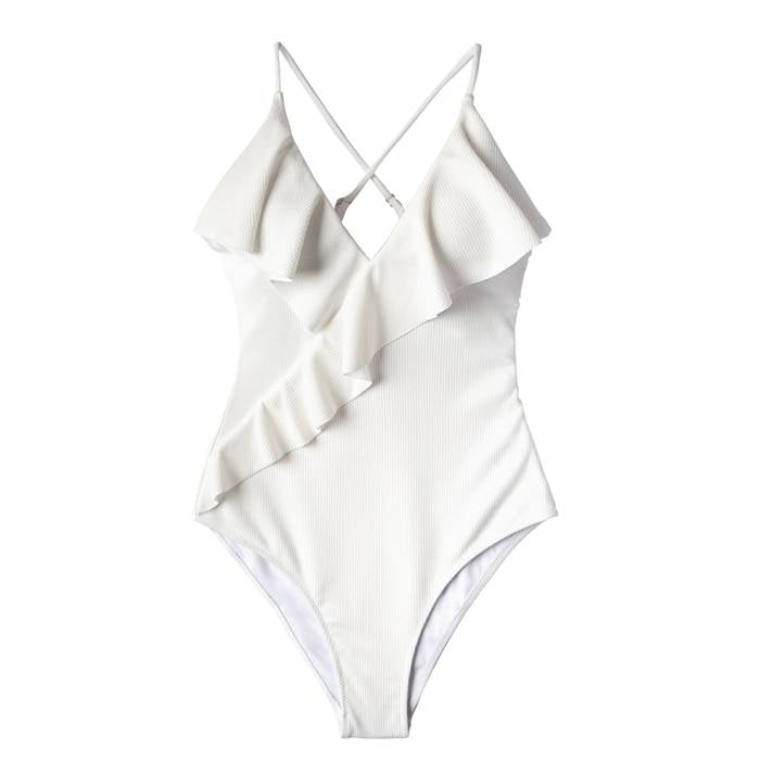 Ruffled One Piece Swimsuits - White / L / China - Women’s Clothing & Accessories - Swimwear - 17 - 2024