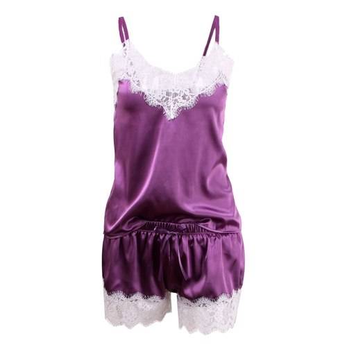 Satin Sleepwear Set - White/Purple / XXL - Women’s Clothing & Accessories - Sleepwear & Loungewear - 16 - 2024
