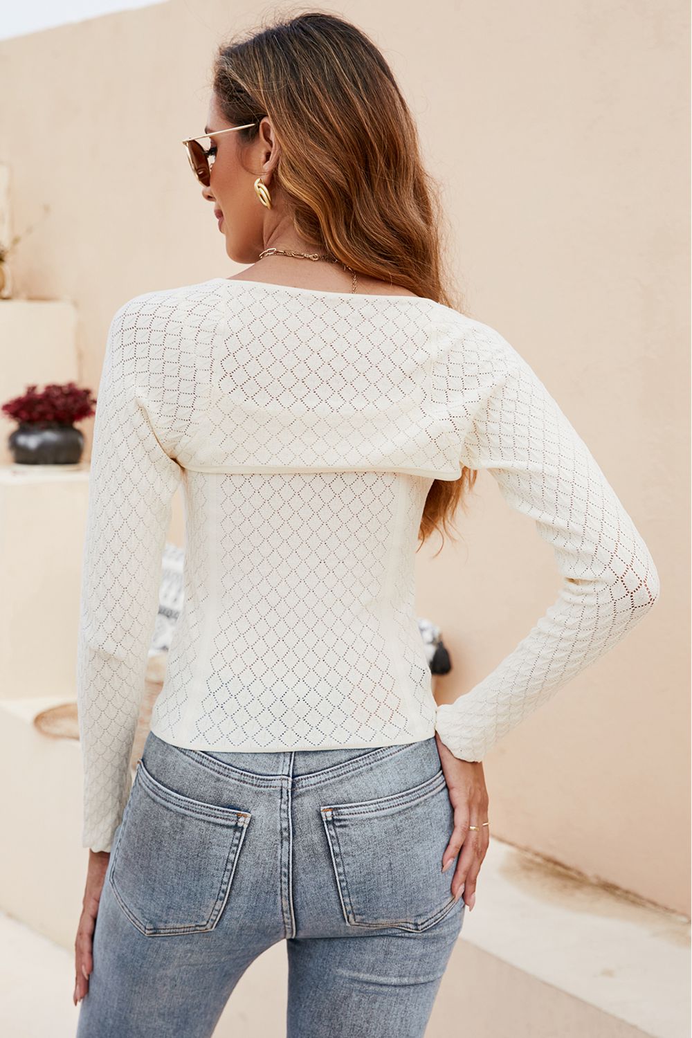 Scoop Neck Long Sleeve Knit Top - Women’s Clothing & Accessories - Shirts & Tops - 8 - 2024