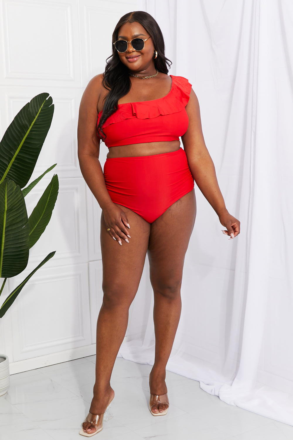 Seaside Romance Ruffle One-Shoulder Bikini in Red - Women’s Clothing & Accessories - Swimwear - 5 - 2024