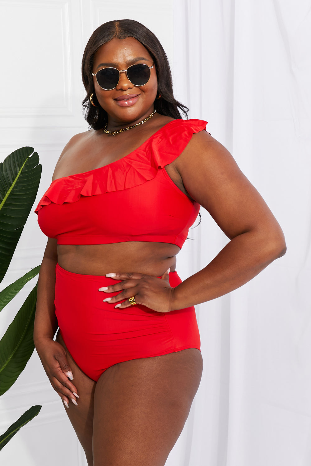 Seaside Romance Ruffle One-Shoulder Bikini in Red - Red / S - Women’s Clothing & Accessories - Swimwear - 1 - 2024
