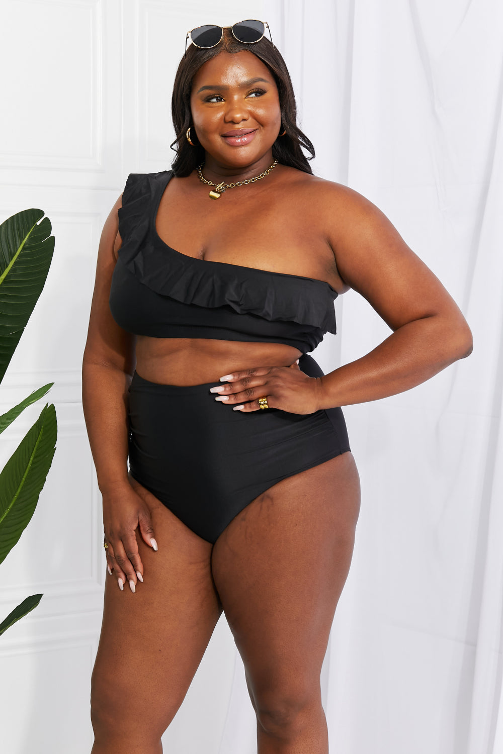 Seaside Romance Ruffle One-Shoulder Bikini in Black - Women’s Clothing & Accessories - Swimwear - 5 - 2024