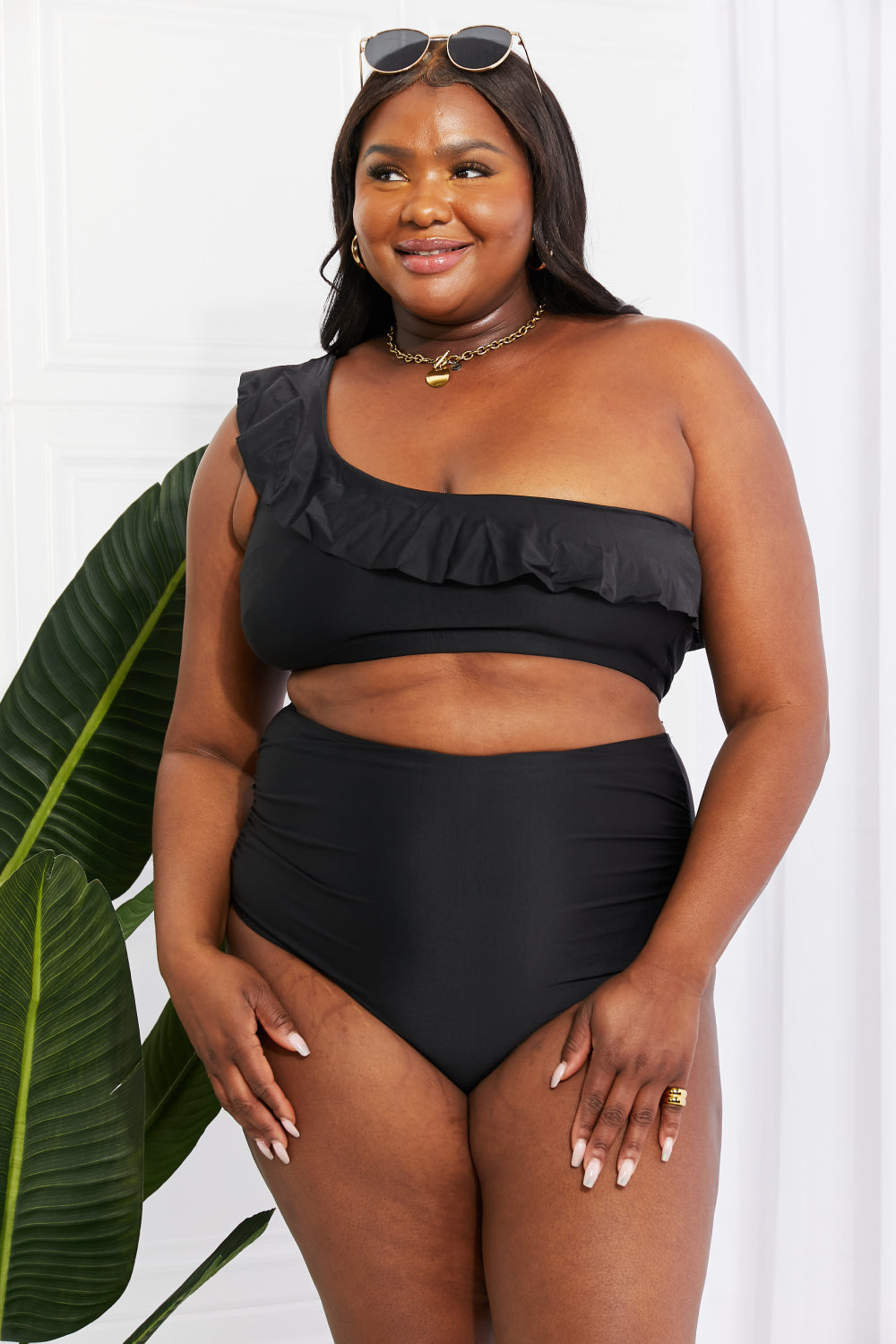 Seaside Romance Ruffle One-Shoulder Bikini in Black - Women’s Clothing & Accessories - Swimwear - 6 - 2024