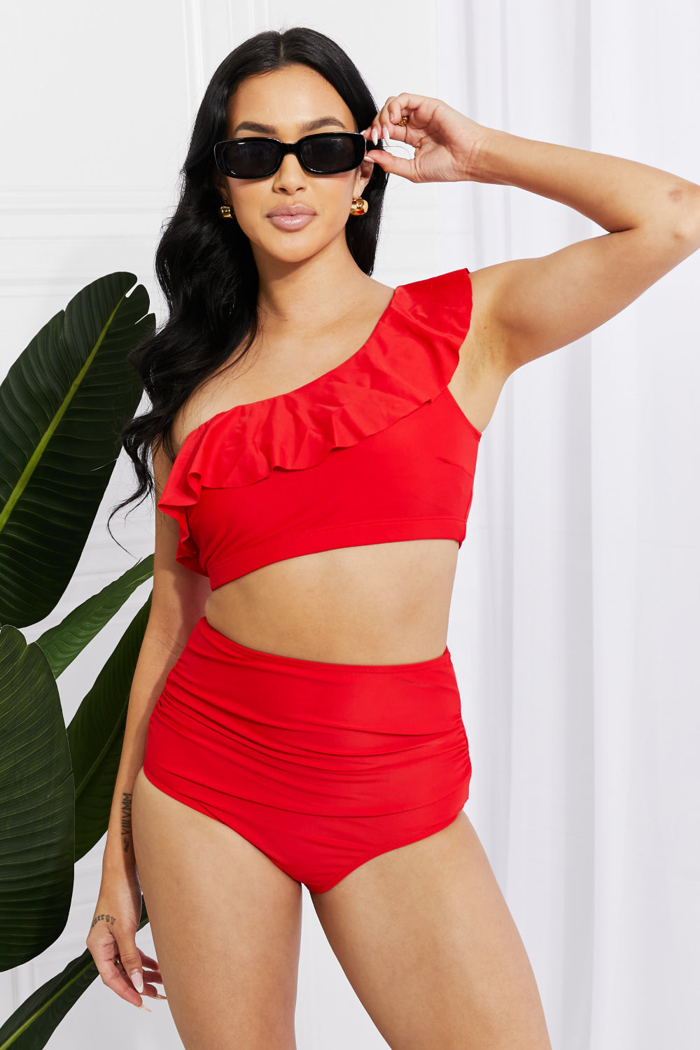 Seaside Romance Ruffle One-Shoulder Bikini in Red - Women’s Clothing & Accessories - Swimwear - 6 - 2024