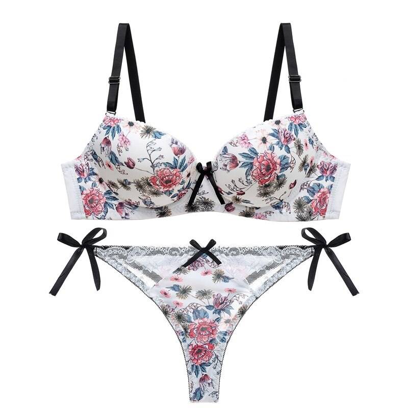 Sexy Floral Bra - Thong Set - White Seamless Set / 90B - Women’s Clothing & Accessories - Lingerie - 20 - 2024