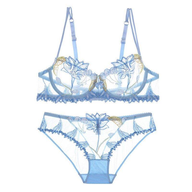 Sexy Transparent Flower Lingerie Set - Light Blue / 80B - Women’s Clothing & Accessories - Clothing - 20 - 2024