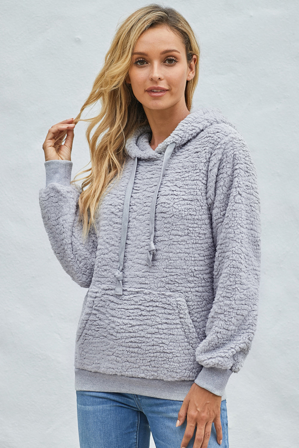 Sherpa Hoodie with Pocket - Women’s Clothing & Accessories - Shirts & Tops - 8 - 2024