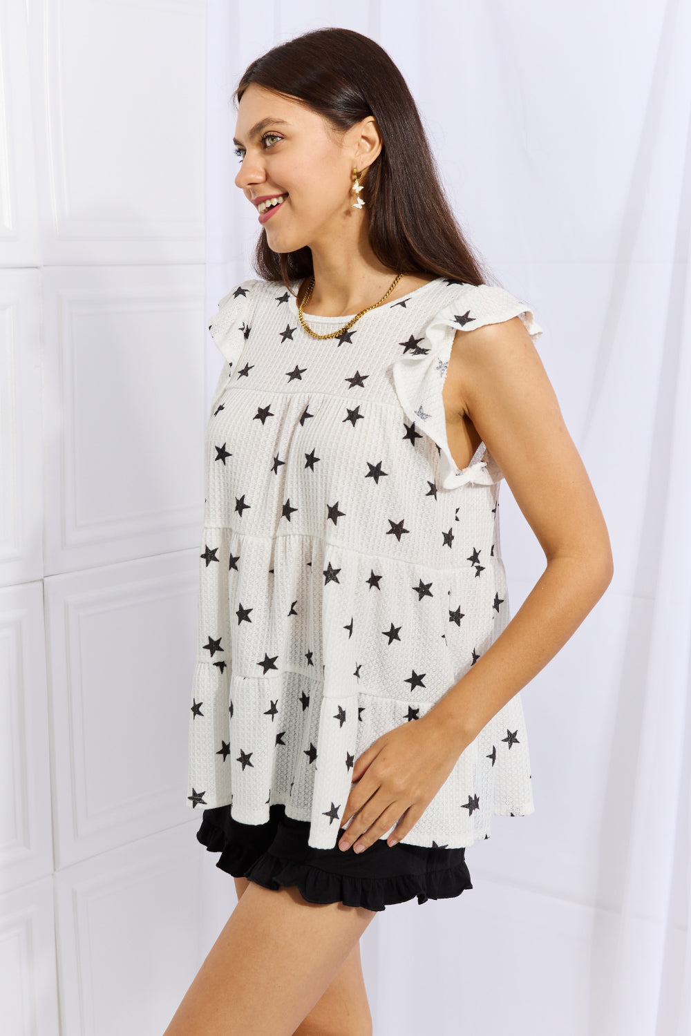 Shine Bright Full Size Butterfly Sleeve Star Print Top - Women’s Clothing & Accessories - Shirts & Tops - 8 - 2024