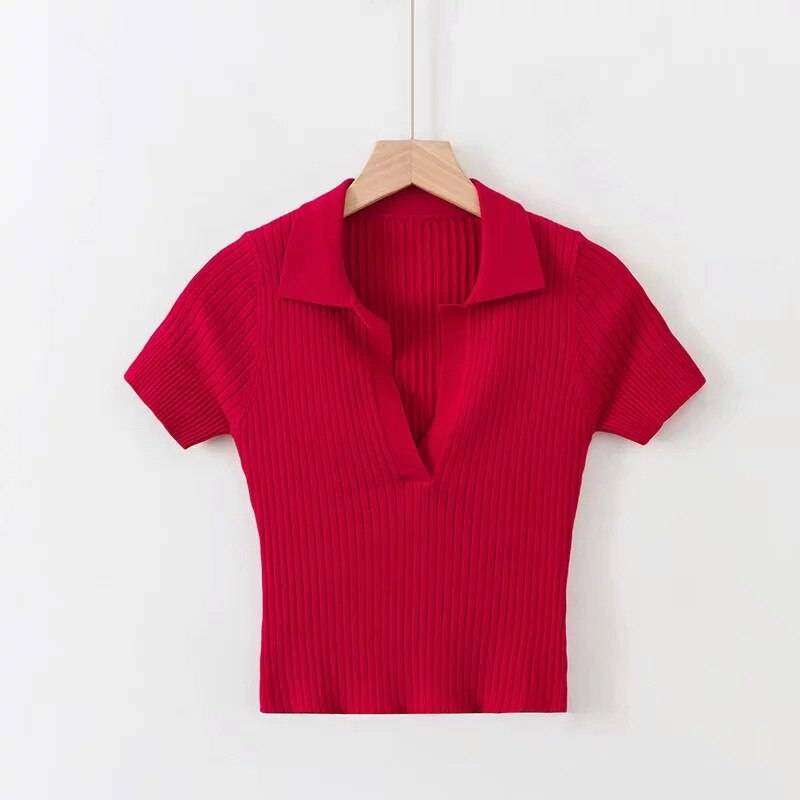 Women’s Short Sleeved Polo - Red / One Size - Women’s Clothing & Accessories - Shirts & Tops - 34 - 2024
