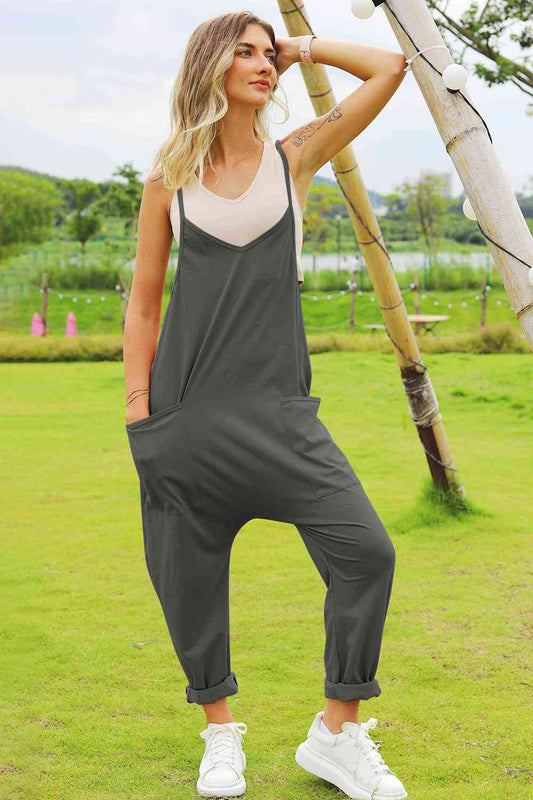 Sleeveless V-Neck Pocketed Jumpsuit - Women’s Clothing & Accessories - Jumpsuits & Rompers - 2 - 2024