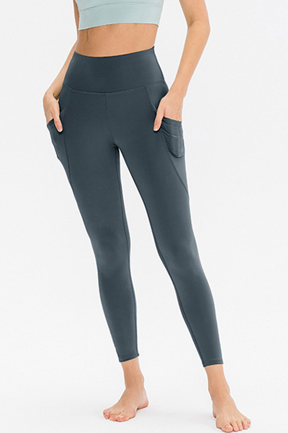 Slim Fit Long Active Leggings with Pockets - Dark Gray / S - Women’s Clothing & Accessories - Activewear - 9 - 2024