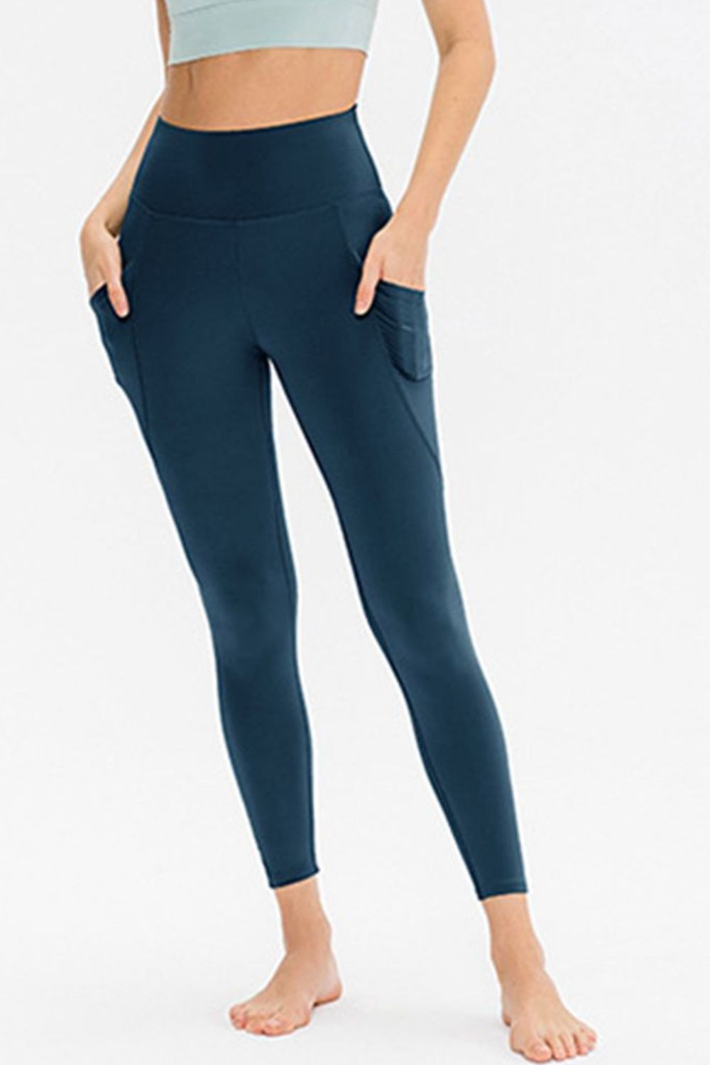 Slim Fit Long Active Leggings with Pockets - Teal / S - Women’s Clothing & Accessories - Activewear - 6 - 2024