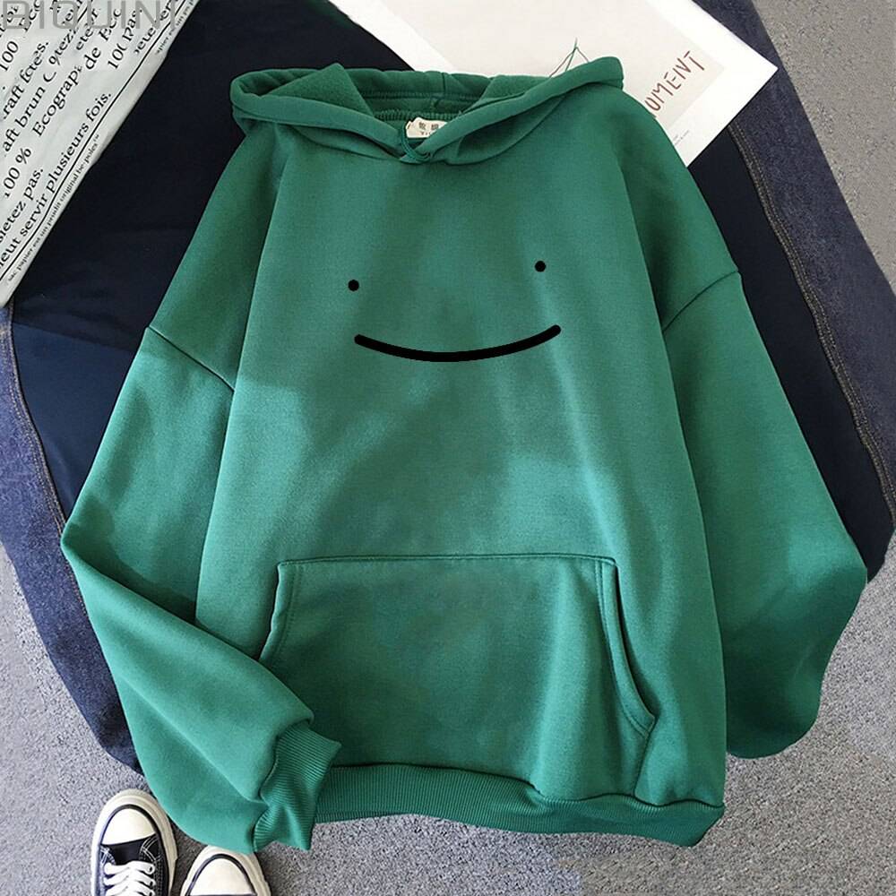 Smiley Printed Hoodie - Dark Green / XXXL - Women’s Clothing & Accessories - Shirts & Tops - 28 - 2024