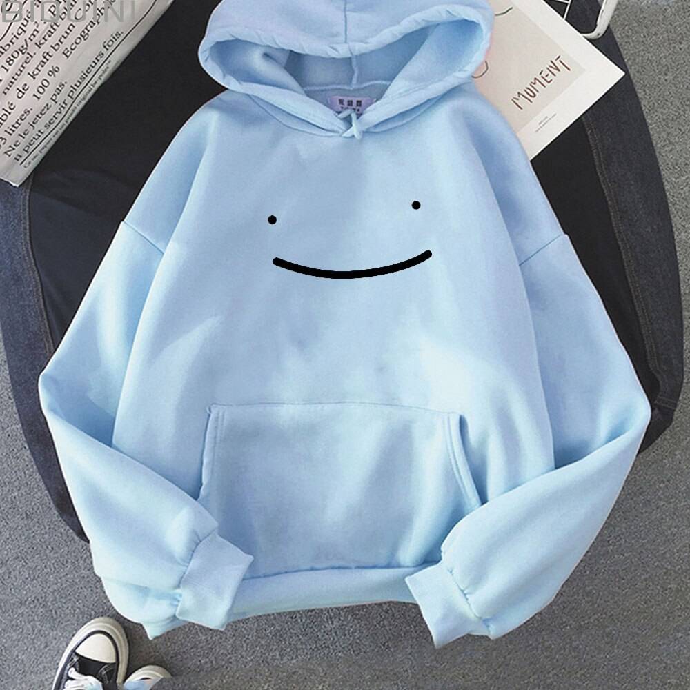 Smiley Printed Hoodie - Light Blue / XXXL - Women’s Clothing & Accessories - Shirts & Tops - 26 - 2024