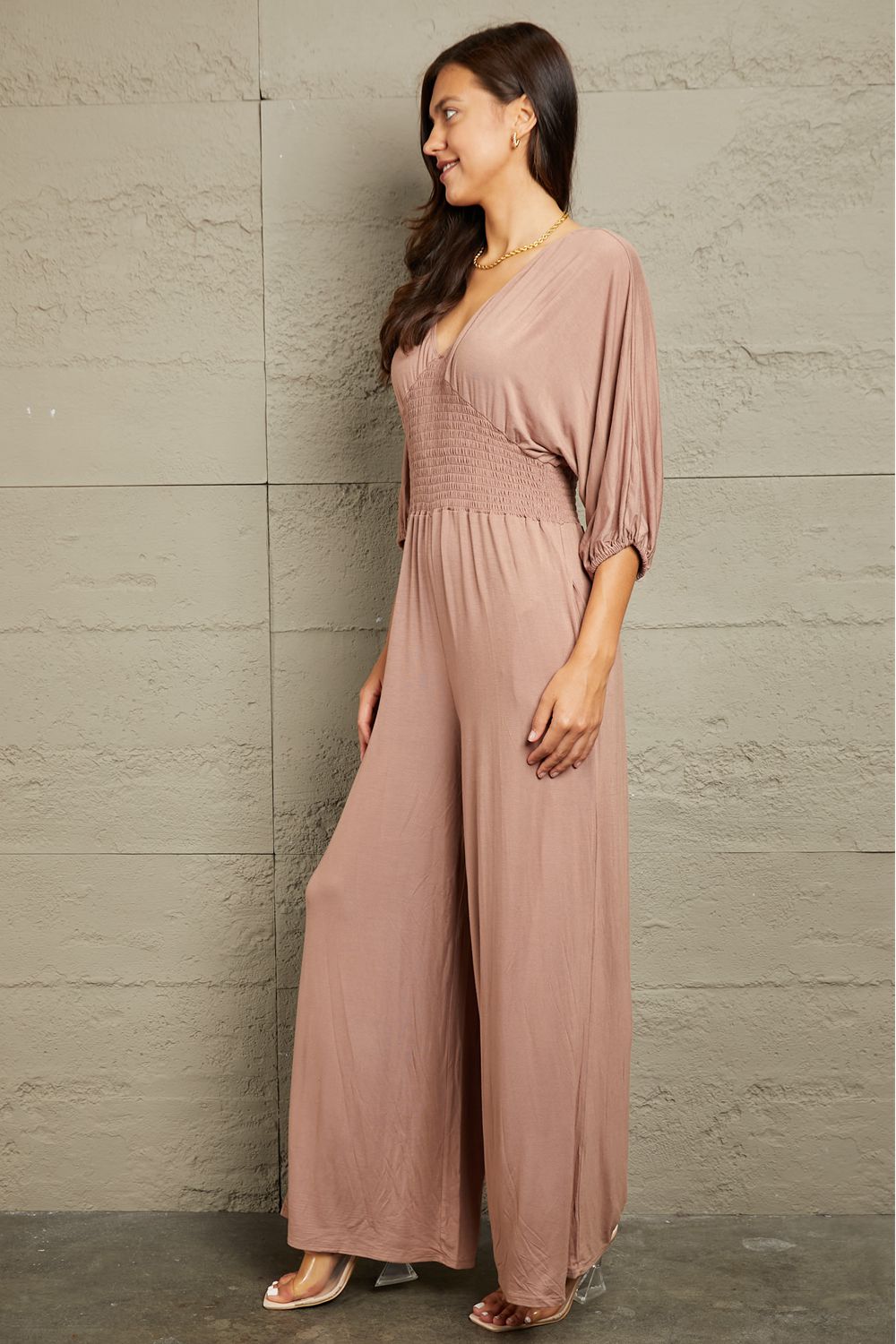 Smocking Waist Jumpsuit - Women’s Clothing & Accessories - Jumpsuits & Rompers - 6 - 2024