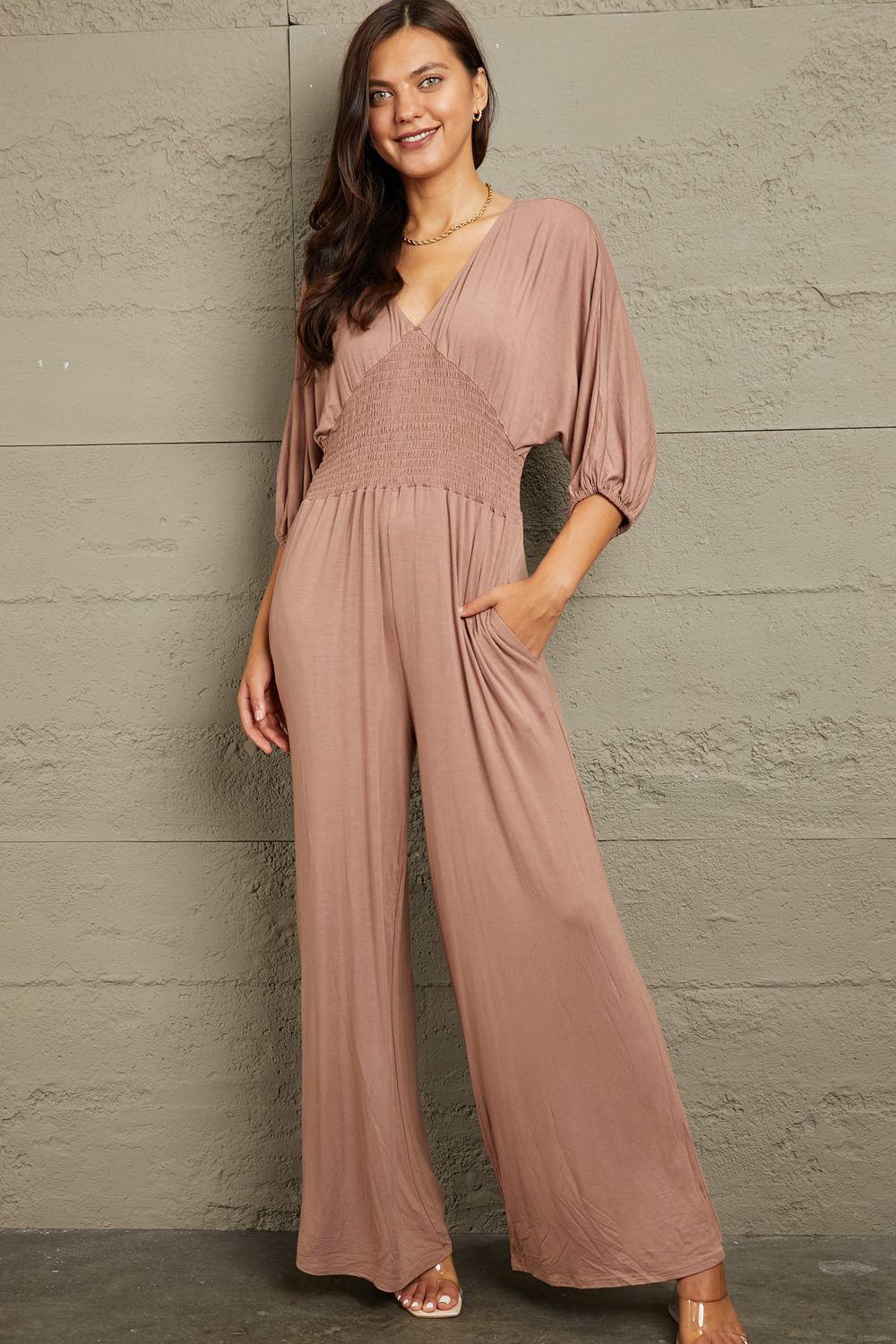 Smocking Waist Jumpsuit - Women’s Clothing & Accessories - Jumpsuits & Rompers - 5 - 2024