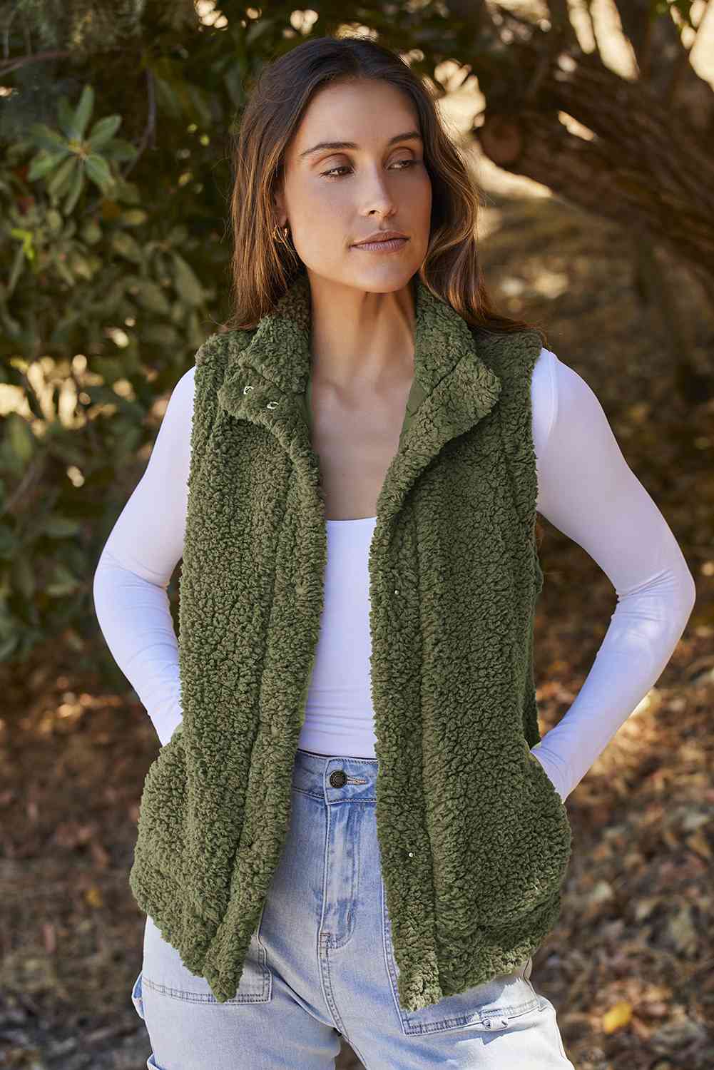 Snap Down Vest with Pockets - Women’s Clothing & Accessories - Vests - 5 - 2024