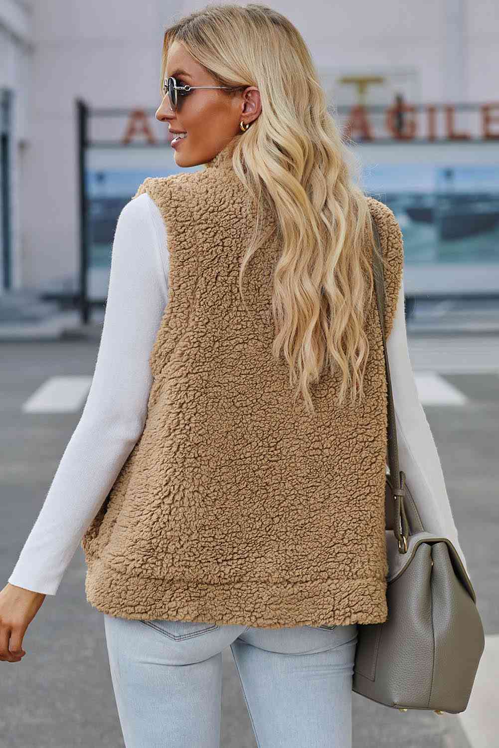 Snap Down Vest with Pockets - Women’s Clothing & Accessories - Vests - 2 - 2024