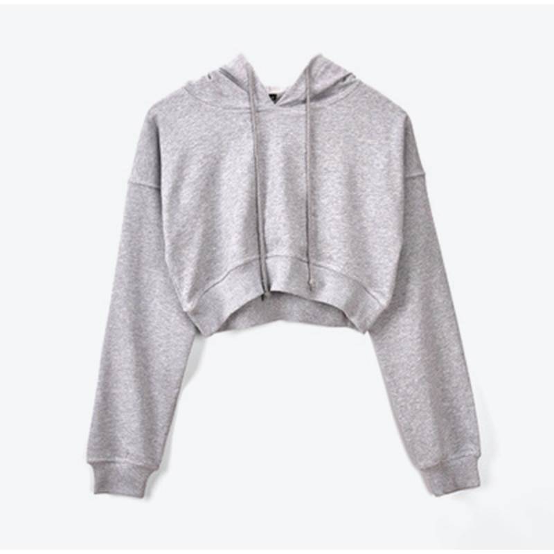 Solid Color Cropped Hoodie - Women’s Clothing & Accessories - Shirts & Tops - 12 - 2024