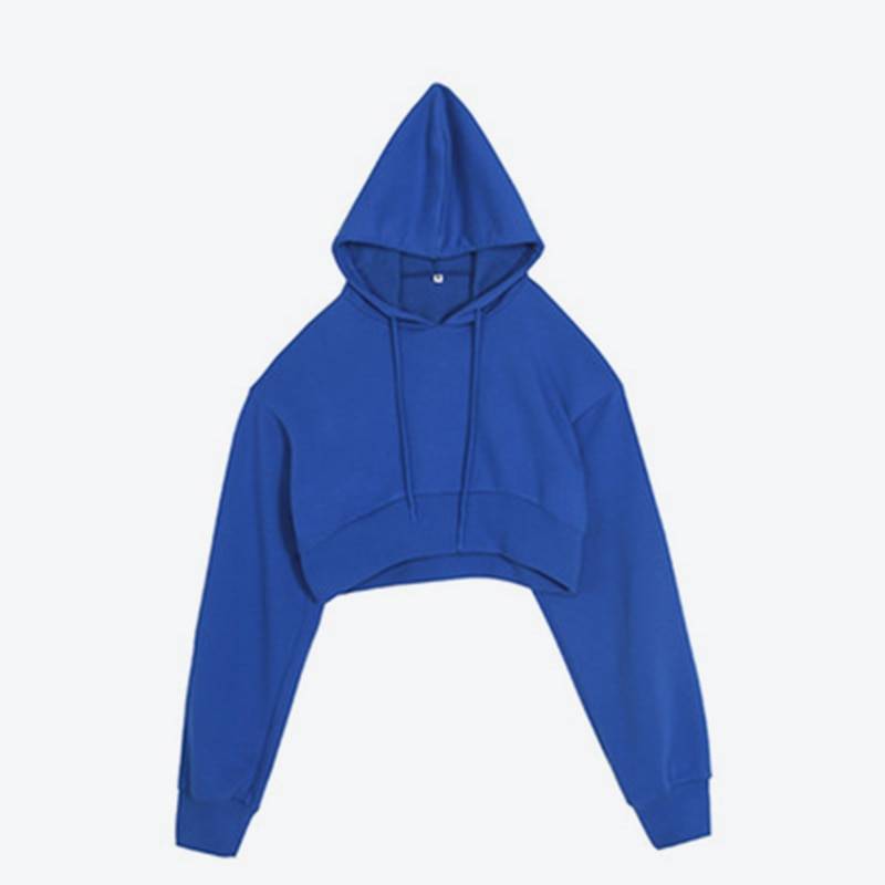 Solid Color Cropped Hoodie - Blue / S - Women’s Clothing & Accessories - Shirts & Tops - 21 - 2024