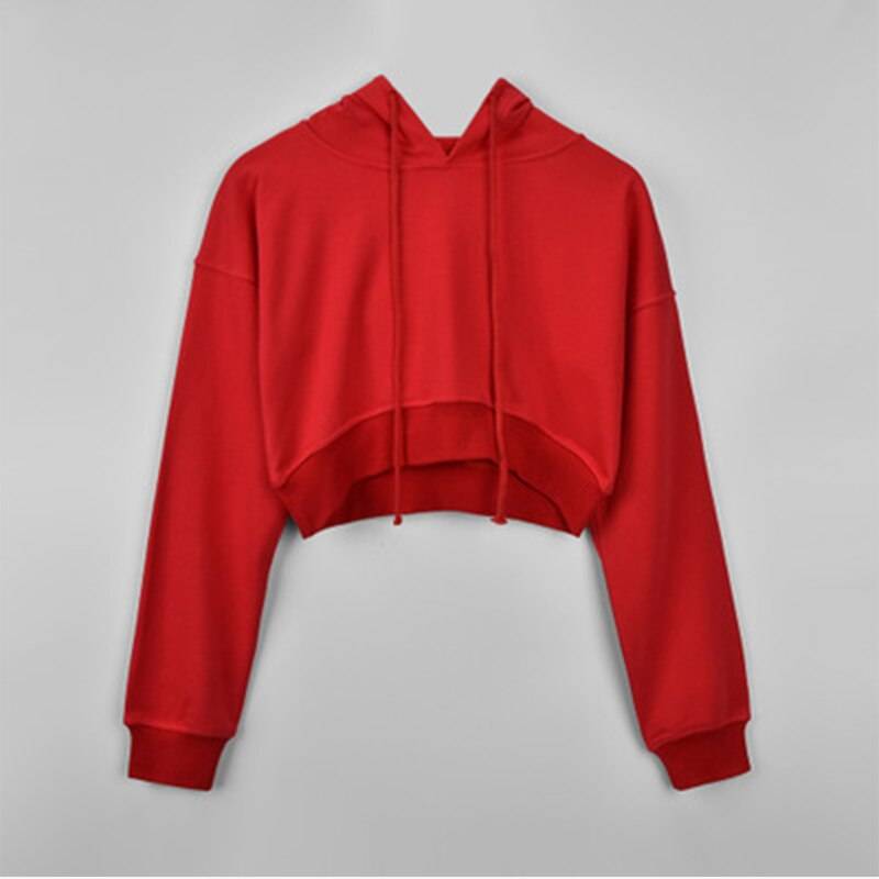 Solid Color Cropped Hoodie - Red / S - Women’s Clothing & Accessories - Shirts & Tops - 19 - 2024