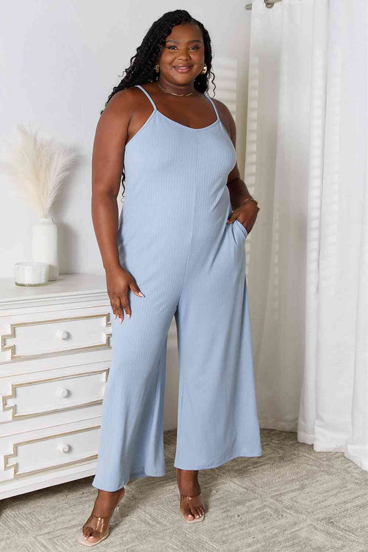 Spaghetti Strap V-Neck Jumpsuit - Misty Blue / S - Women’s Clothing & Accessories - Jumpsuits & Rompers - 1 - 2024