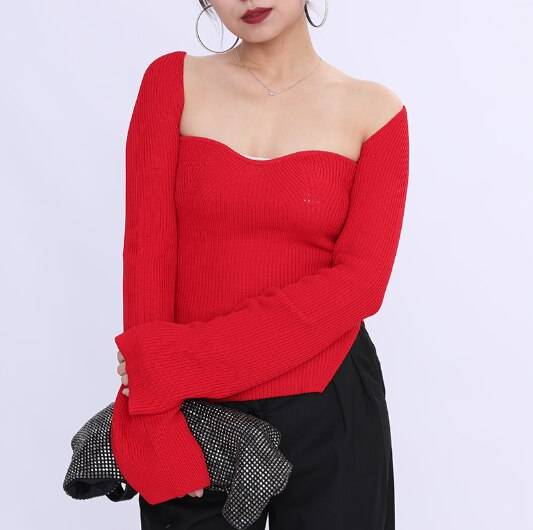 Square Neck Knit Top - Red / S - Women’s Clothing & Accessories - Clothing - 13 - 2024