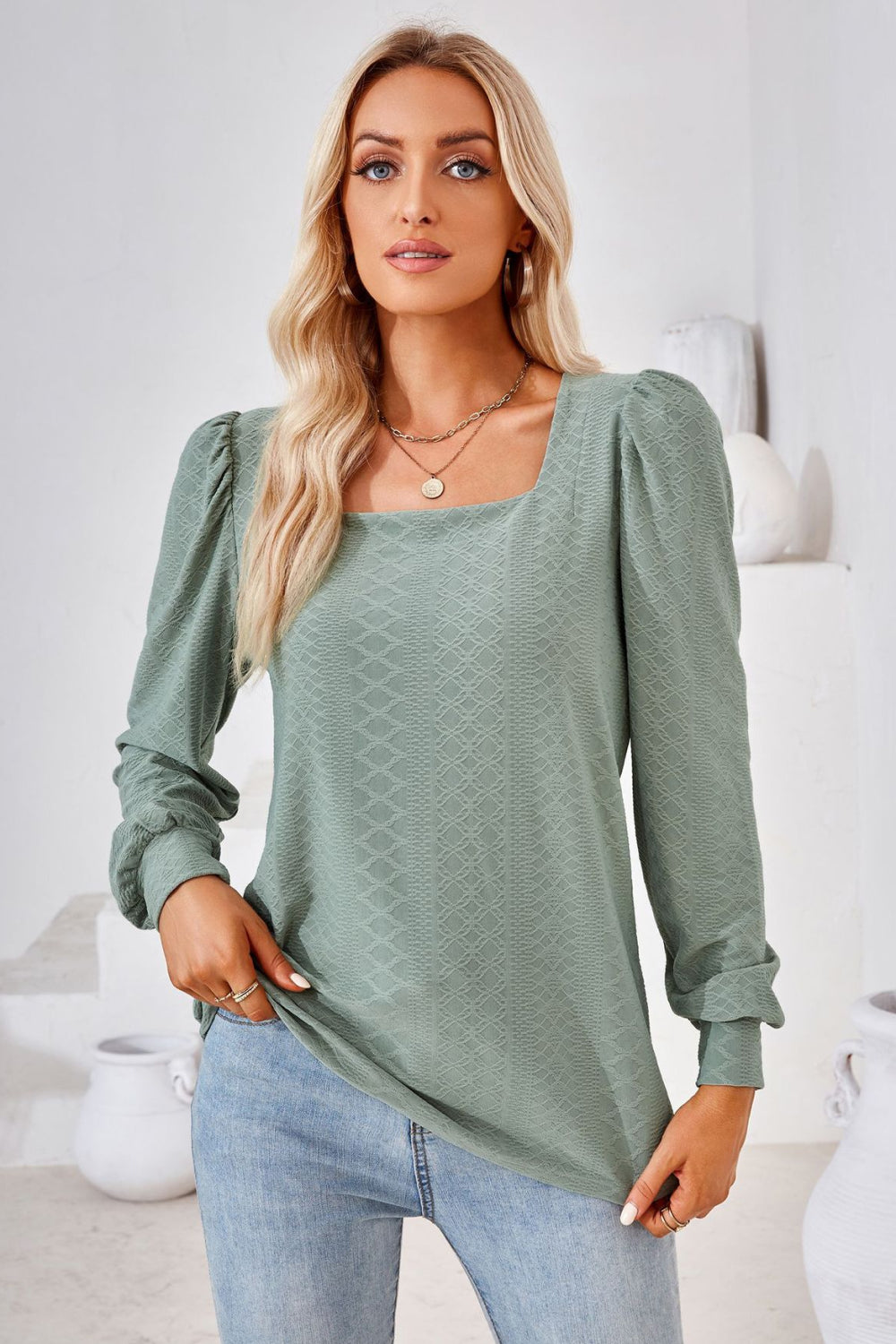 Square Neck Puff Sleeve Blouse - Women’s Clothing & Accessories - Shirts & Tops - 26 - 2024