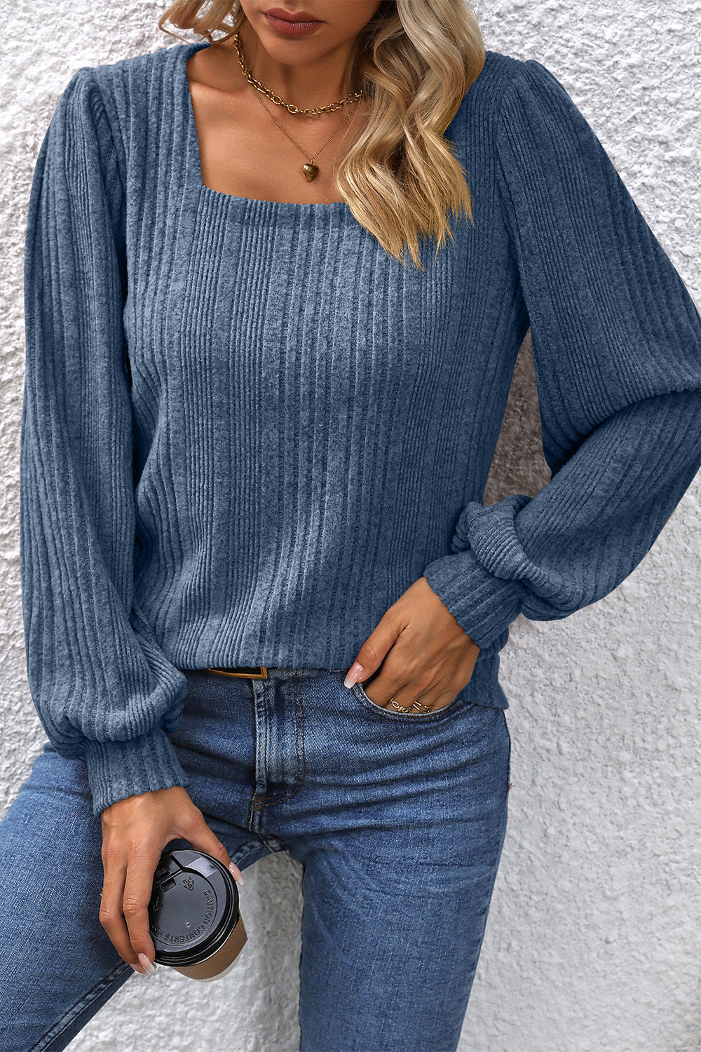 Square Neck Puff Sleeve Blouse - Blue / S - Women’s Clothing & Accessories - Shirts & Tops - 13 - 2024