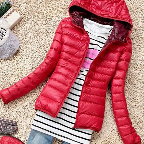 Stand Collar Hooded Winter Jacket - Red / XL - Women’s Clothing & Accessories - Shirts & Tops - 15 - 2024