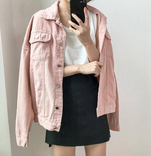 Streetwear Textile Denim Jacket - Pink / M - Women’s Clothing & Accessories - Coats & Jackets - 11 - 2024