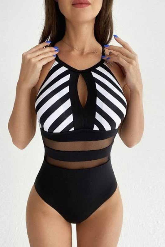 Striped Backless One-Piece Swimsuit - Black / S - Women’s Clothing & Accessories - Swimwear - 1 - 2024