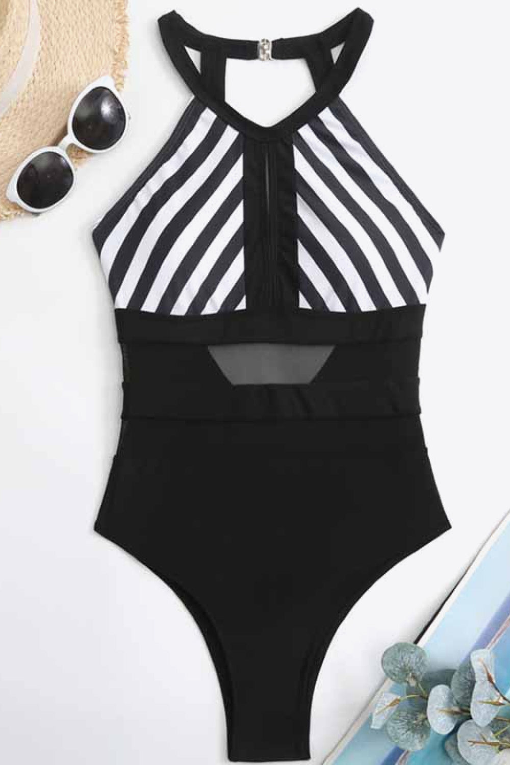 Striped Backless One-Piece Swimsuit - Women’s Clothing & Accessories - Swimwear - 3 - 2024