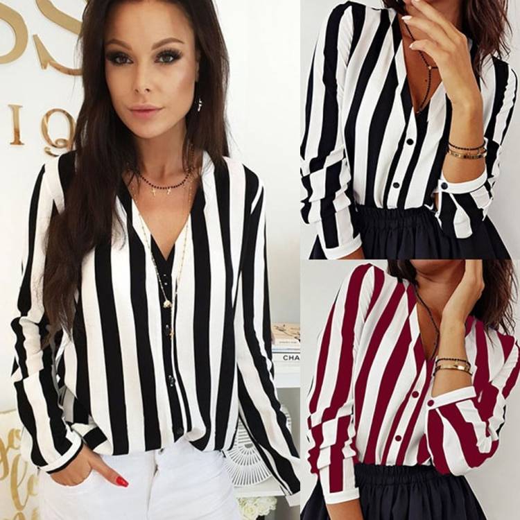 Women’s Striped Blouse - Women’s Clothing & Accessories - Shirts & Tops - 7 - 2024