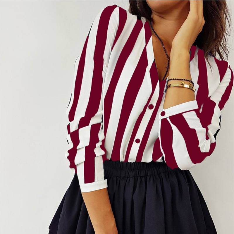 Women’s Striped Blouse - Women’s Clothing & Accessories - Shirts & Tops - 6 - 2024