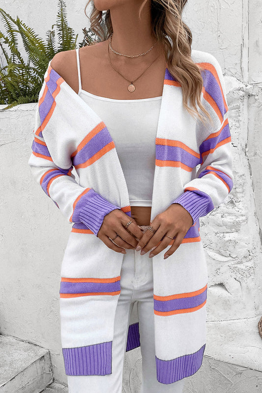 Striped Dropped Shoulder Cardigan - Multicolor / S - Women’s Clothing & Accessories - Shirts & Tops - 1 - 2024