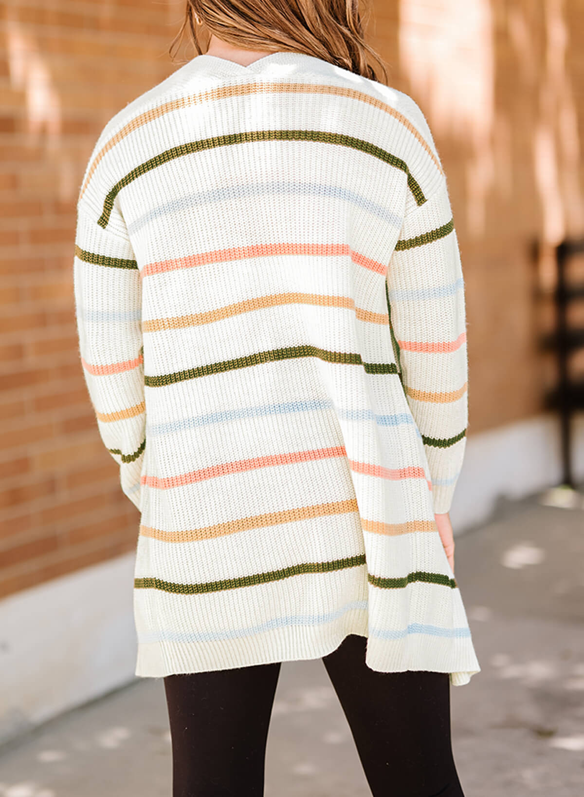 Striped Rib-Knit Open Front Pocketed Cardigan - Women’s Clothing & Accessories - Shirts & Tops - 8 - 2024